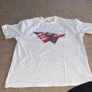 Paper Planes White T-Shirt with American Flag Paper Airplane Design